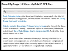 Site talking about an MFA site penalized by Google